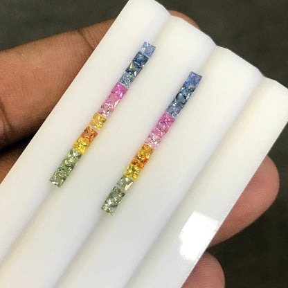 2.5mm rainbow sapphire princess ring set, photo 1