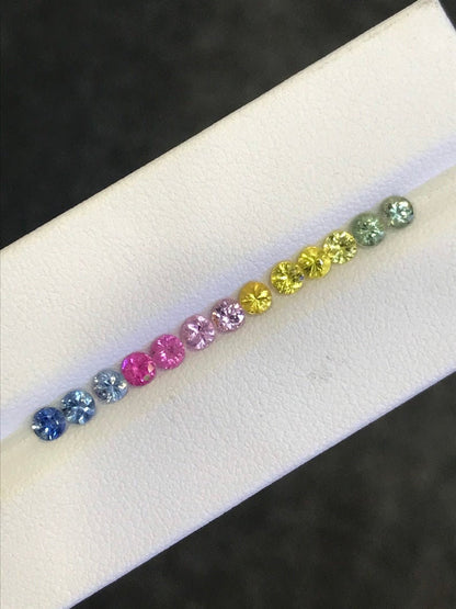 3.2mm rainbow sapphire round ring set, photo 3