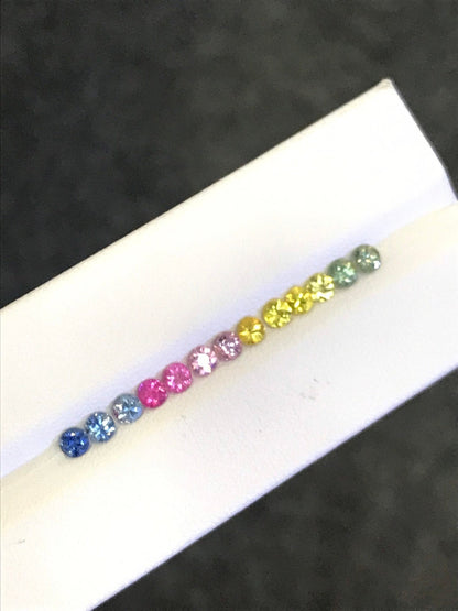 3.2mm rainbow sapphire round ring set, photo 1