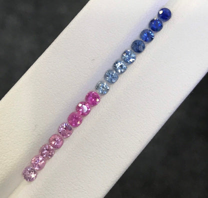 3.2mm blue-pink sapphire round ring set, photo 2