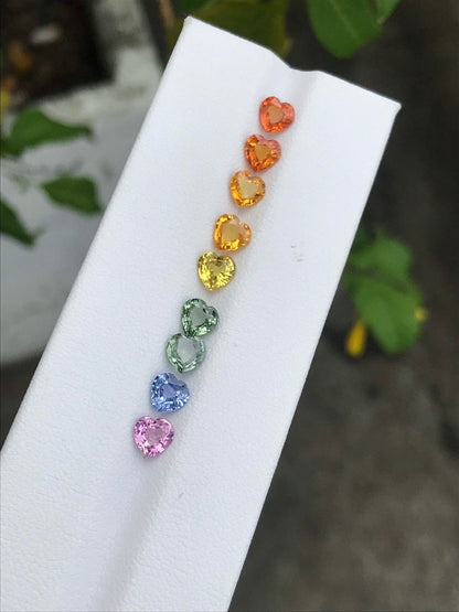 5mm rainbow sapphire heart cut ring set, photo 1