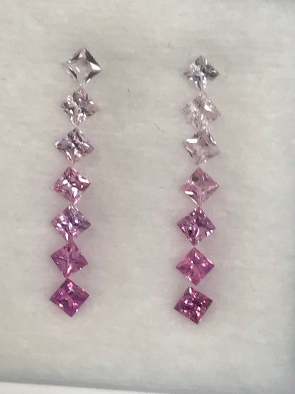 2.3mm pink sapphire princess earring set, photo 4