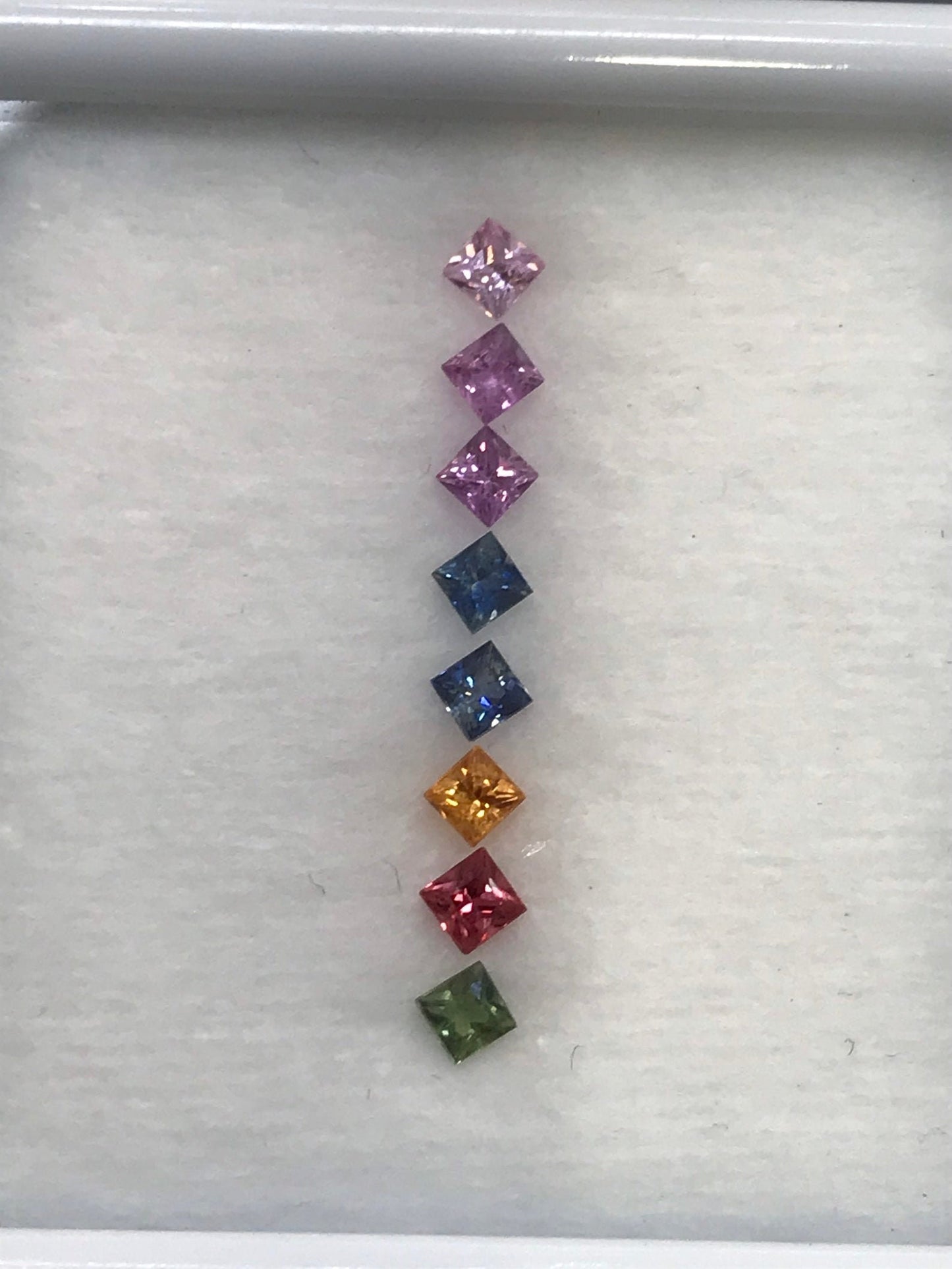 2.3mm Fancy Rainbow sapphires Square Princes cut Ring Set 8 Stone