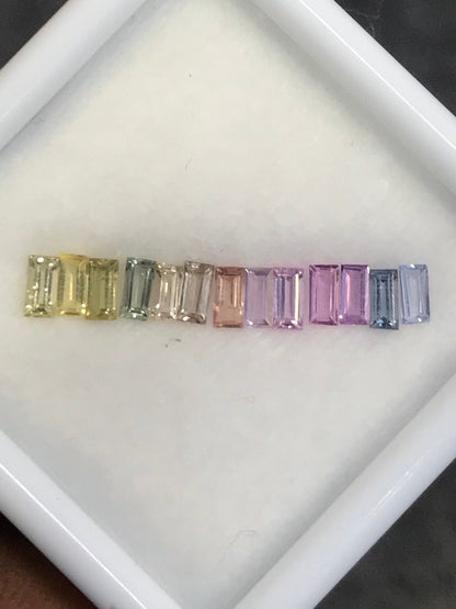 4x2mm unheated sapphire baguette ring set, 13 stones, photo 1