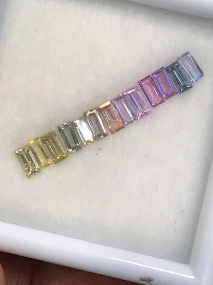4x2mm unheated sapphire baguette ring set, 13 stones, photo 3