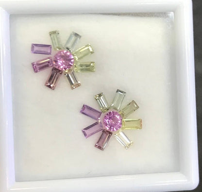 4x2mm no-heat fancy sapphire earring set, photo 3