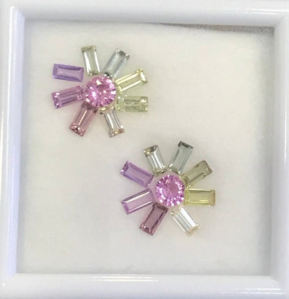 4x2mm no-heat fancy sapphire earring set, photo 1