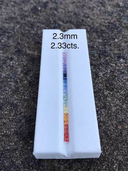 2.3mm rainbow sapphire princess ring set, photo 1