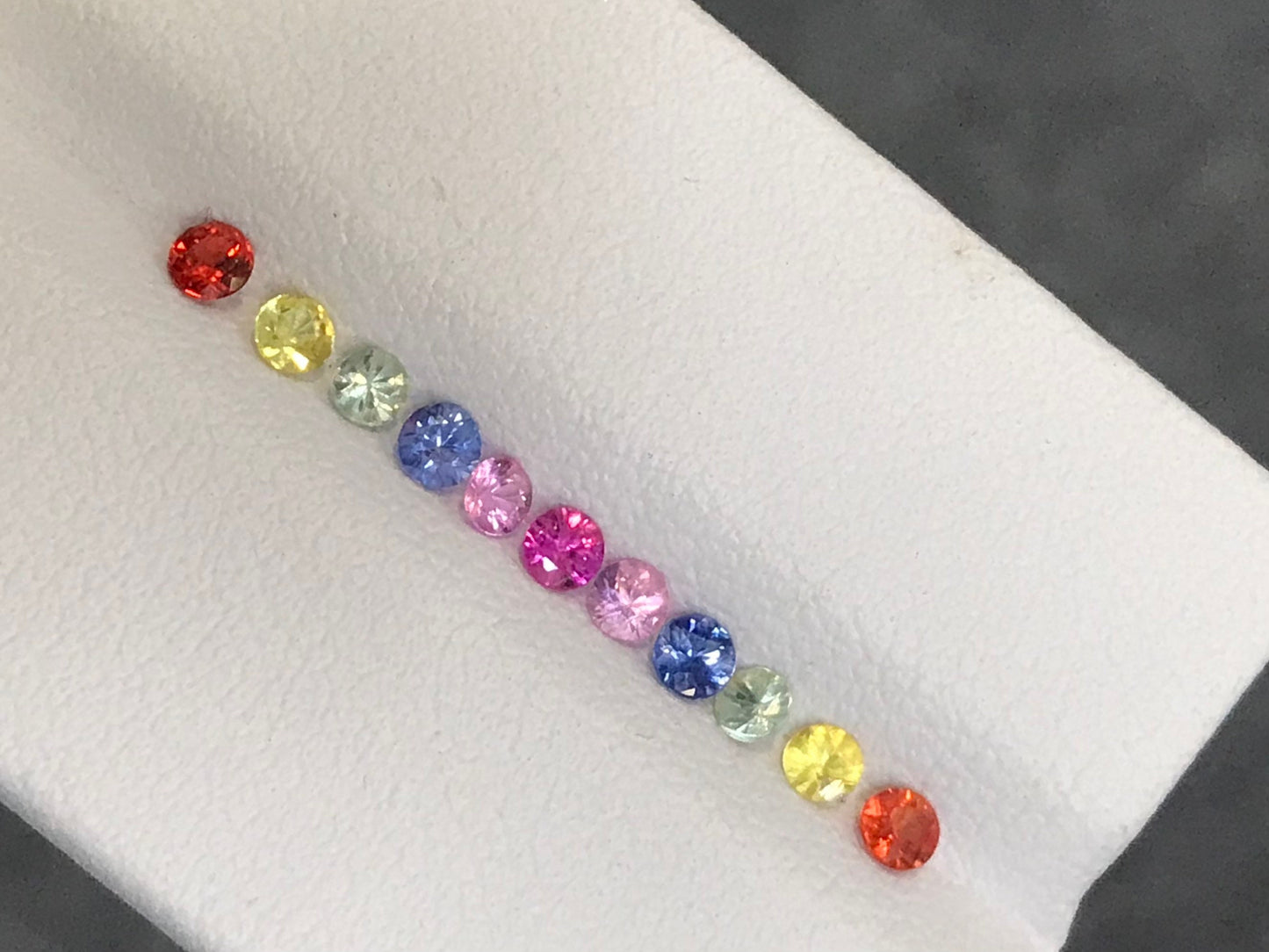 2.5mm Rainbow Sapphires Rounds Ring Set 11 Stones