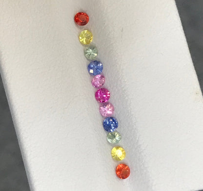 2.5mm rainbow sapphire round ring set, 11pc, photo 2