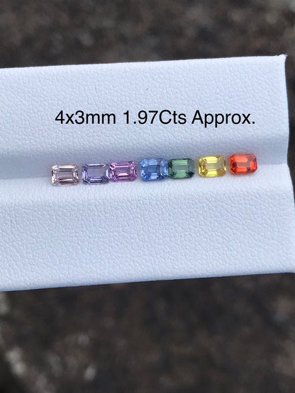 4x3mm rainbow sapphire emerald cut ring, photo 1