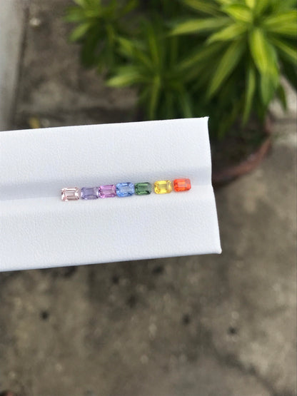 4x3mm rainbow sapphire emerald cut ring, photo 2