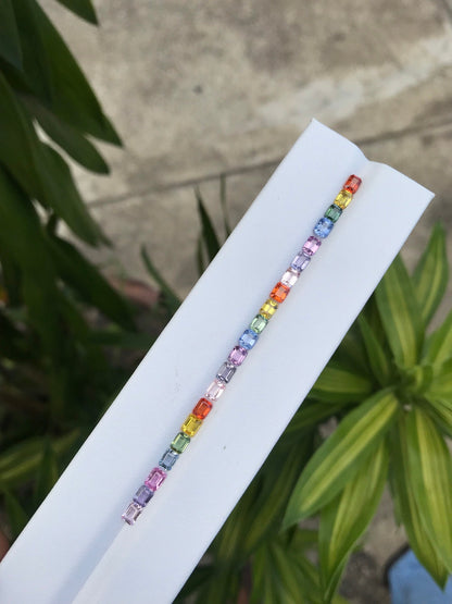 4x3mm rainbow sapphire emerald cut bracelet, photo 2