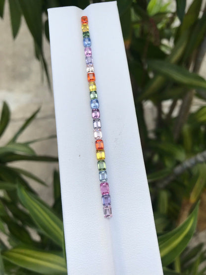 4x3mm rainbow sapphire emerald cut bracelet, photo 1