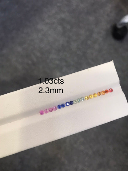 2.3mm round rainbow sapphire ring set, photo 1