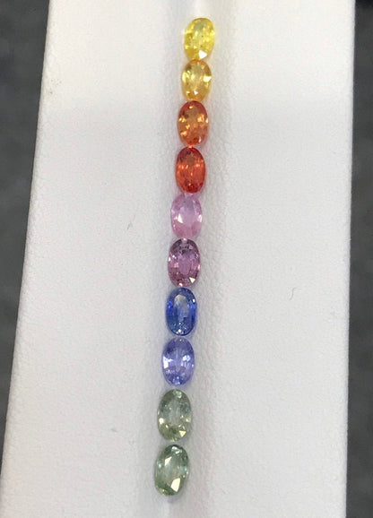 5x3mm oval rainbow sapphire ring set, photo 2