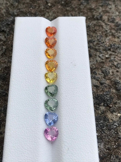 5mm rainbow sapphire heart cut ring set, photo 2