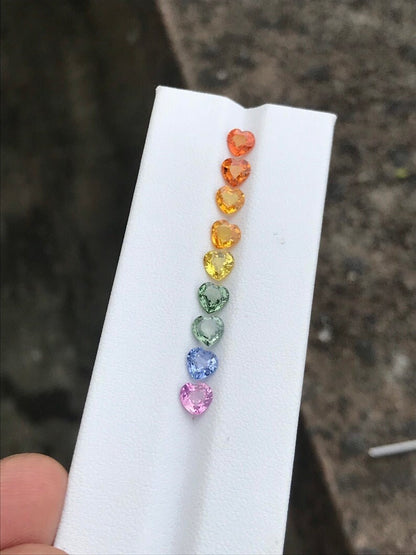 5mm rainbow sapphire heart cut ring set, photo 3