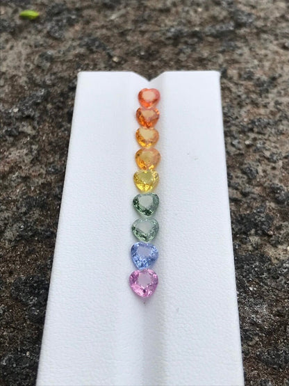5mm rainbow sapphire heart cut ring set, photo 4