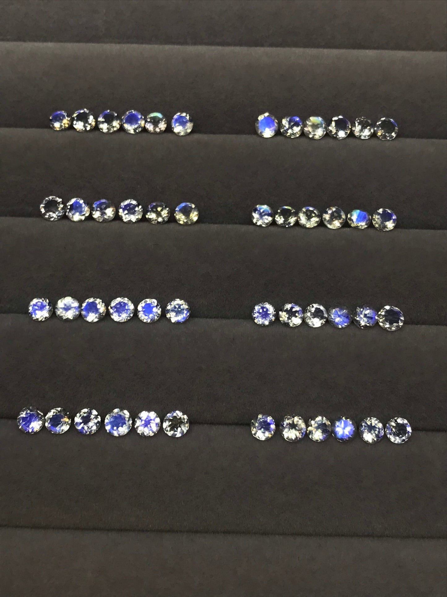 4mm Rounds Rainbow Moon Stones Loose Gems 6 Stones Ring Set