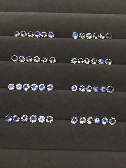 4mm rainbow moonstone round ring set, photo 4