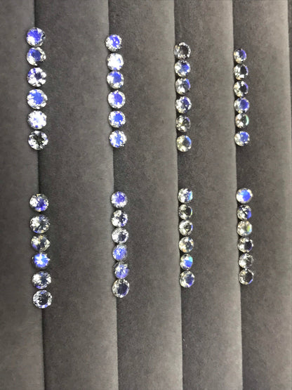 4mm rainbow moonstone round ring set, photo 5