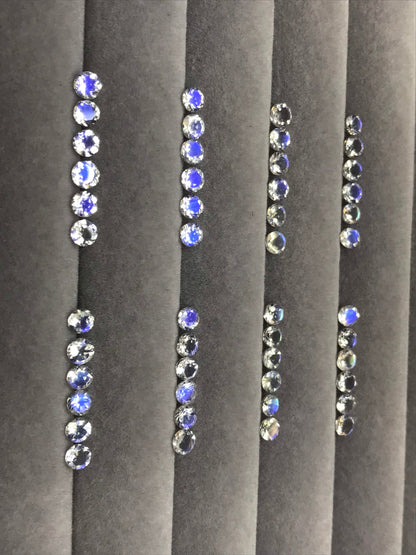 4mm rainbow moonstone round ring set, photo 1