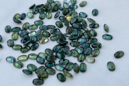 6x4mm teal blue-green sapphire oval lot, photo 1