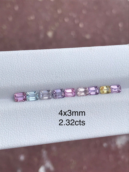 4x3mm Fancy Sapphires No Heat Emerald Cut Natural Sapphires Loose Stones Ring Set