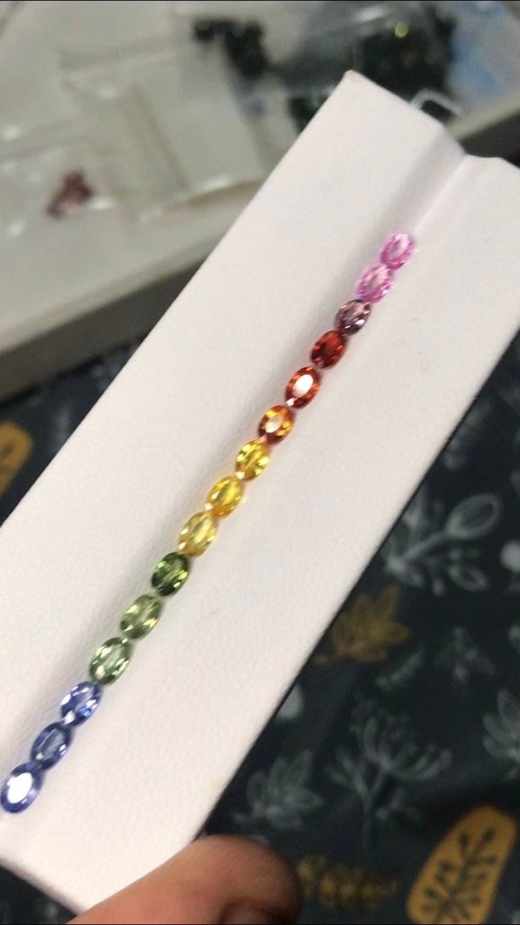 5x3mm Ovals Rainbow Sapphires 15 Stones