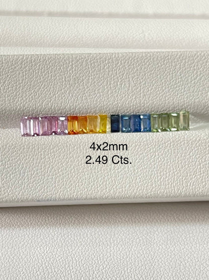 4x2mm rainbow sapphire baguette, 17pc, photo 1
