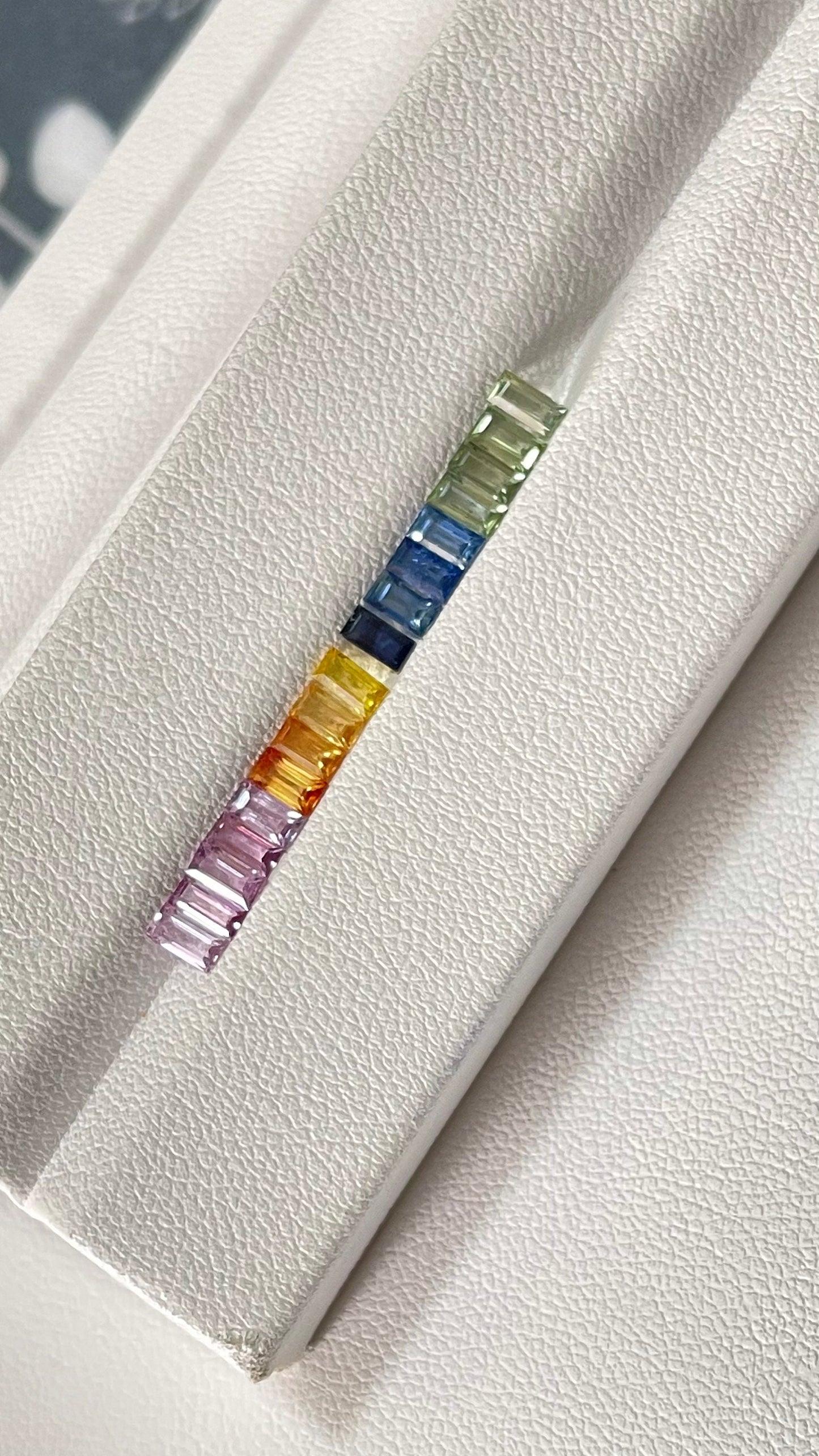 4x2mm 17 Stones Rainbow Sapphire Baguettes Loose Stones Ring Set