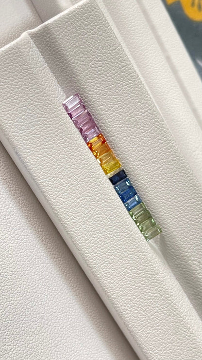 4x2mm rainbow sapphire baguette, 17pc, photo 3