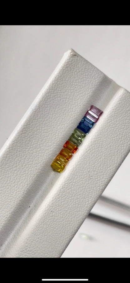 4x2mm rainbow sapphire baguette ring set, photo 2