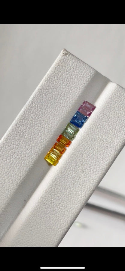 4x2mm rainbow sapphire baguette ring set, photo 3