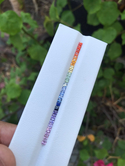 2.3mm rainbow sapphire princess ring set, photo 2