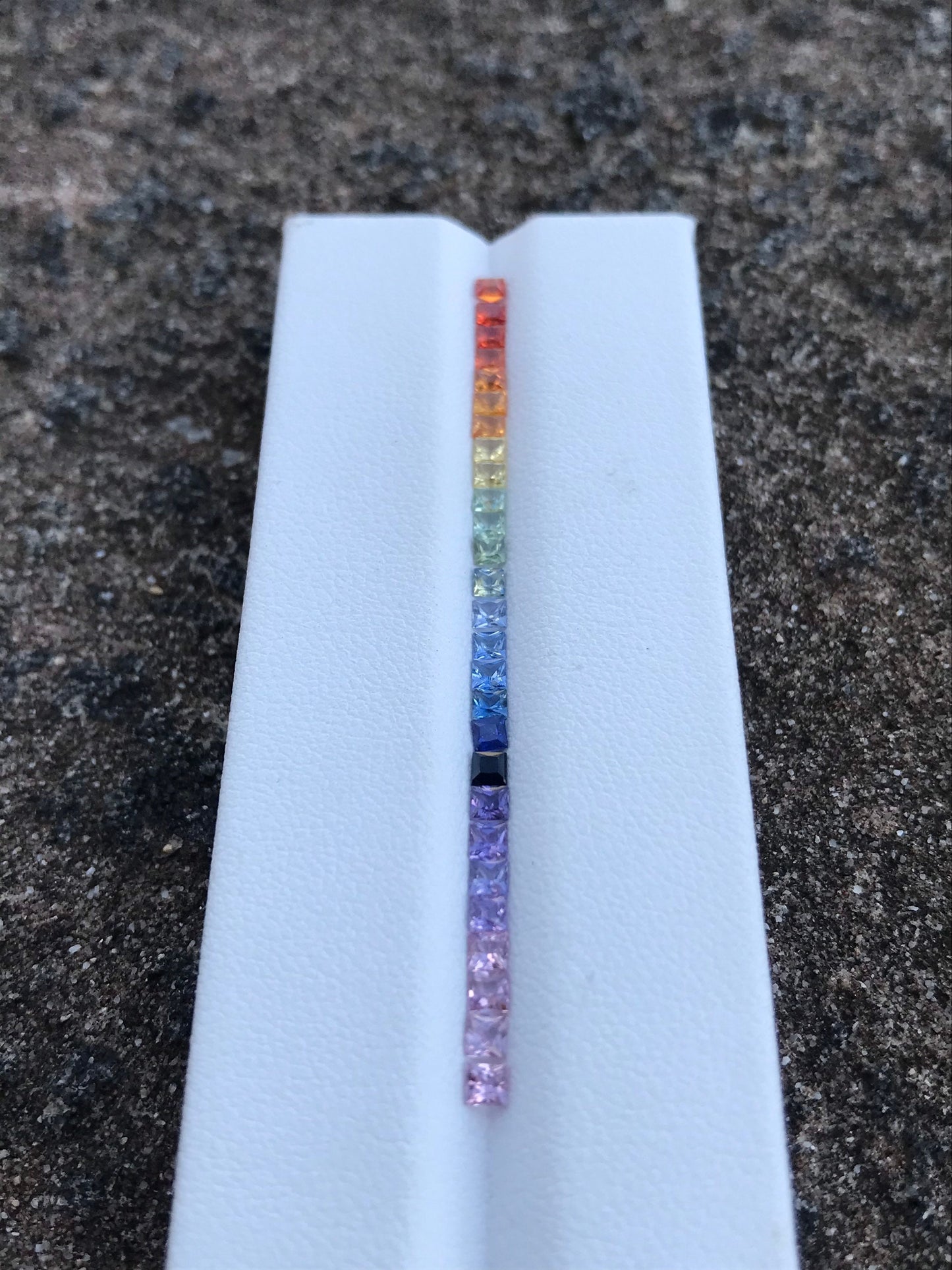 2.3mm Rainbow Princess Cut Sapphires Eternity ring set