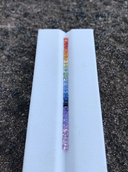 2.3mm rainbow sapphire princess ring set, photo 3