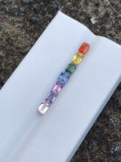 4x3mm rainbow sapphire emerald cut ring, photo 3
