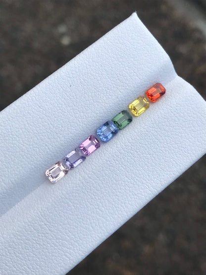 4x3mm rainbow sapphire emerald cut ring, photo 4