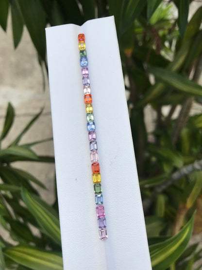 4x3mm rainbow sapphire emerald cut bracelet, photo 3