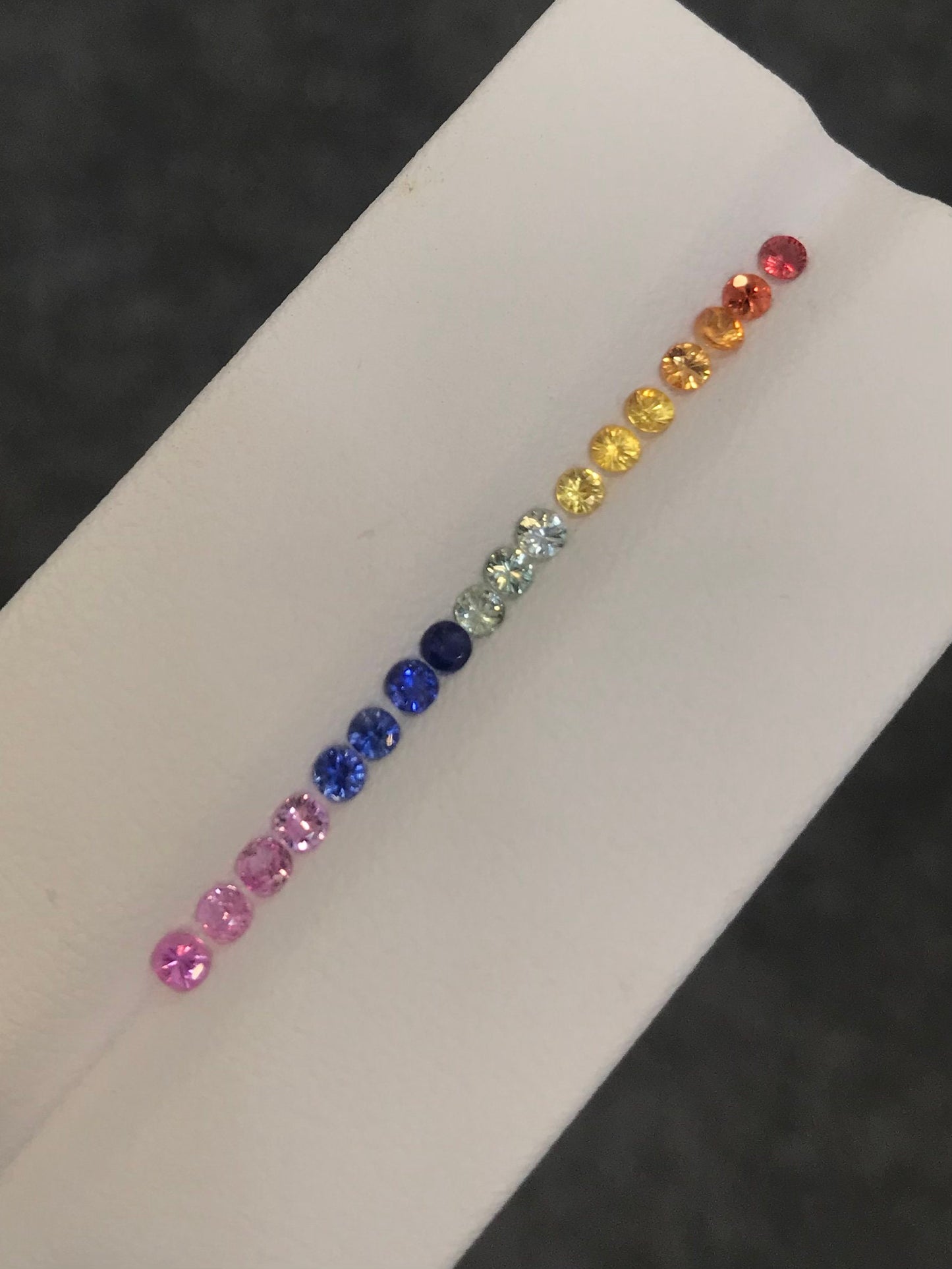 2.3mm Rainbow Sapphires Rounds Ring Set 18 Stones