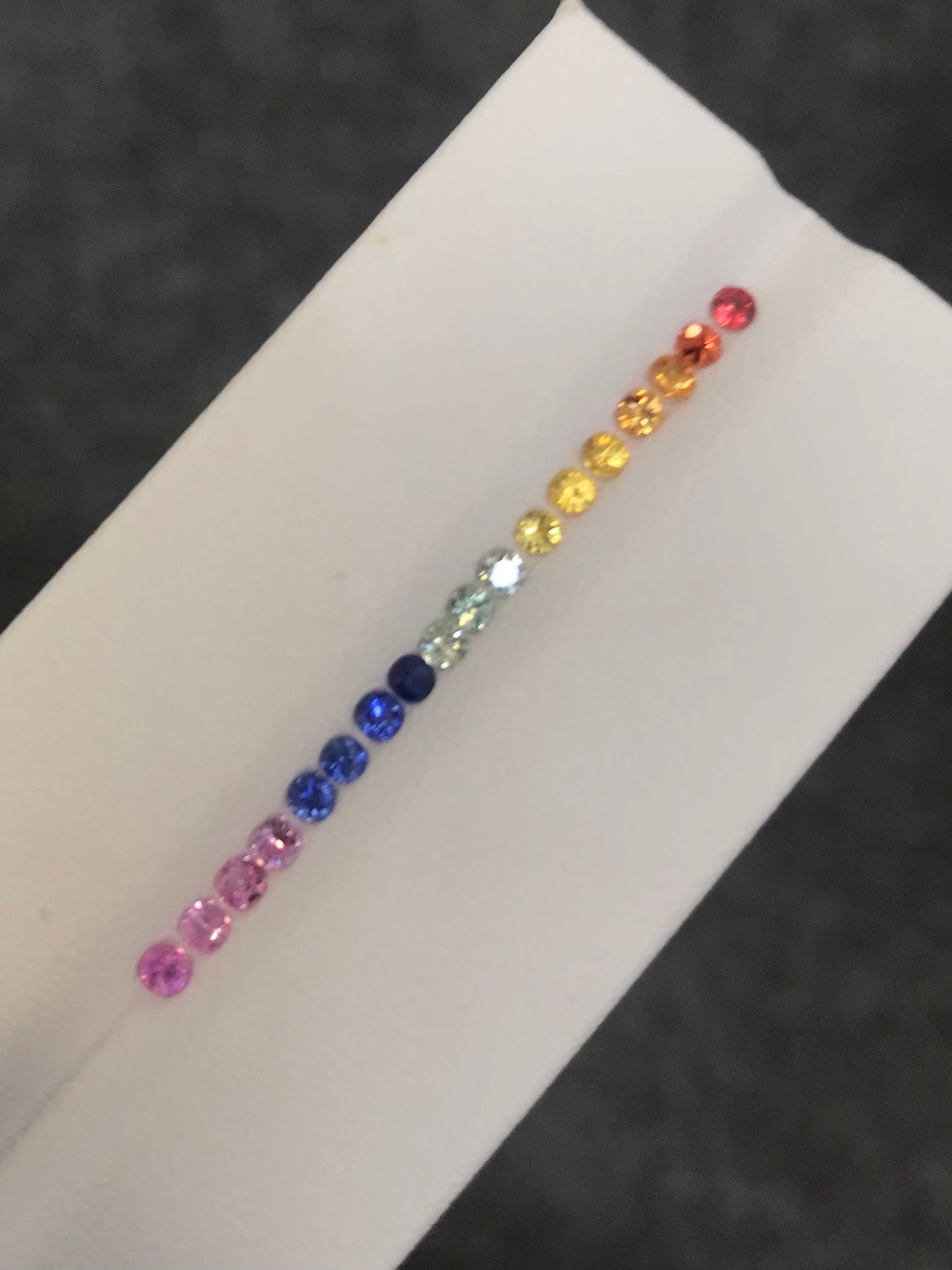 2.3mm Rainbow Sapphires Rounds Ring Set 18 Stones