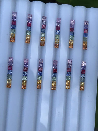 2.3mm rainbow sapphire princess ring, 7pc, photo 1
