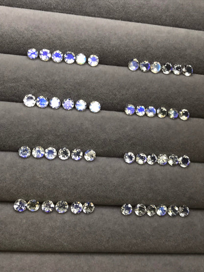4mm rainbow moonstone round ring set, photo 2