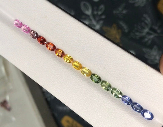 5x3mm Ovals Rainbow Sapphires 15 Stones