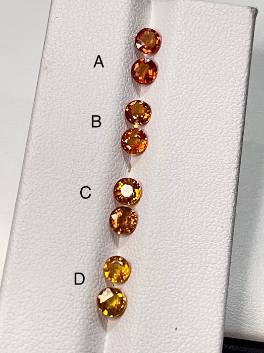 4mm Rounds Normal Cut Orange Sapphire Variant Shade 2 Stones lot