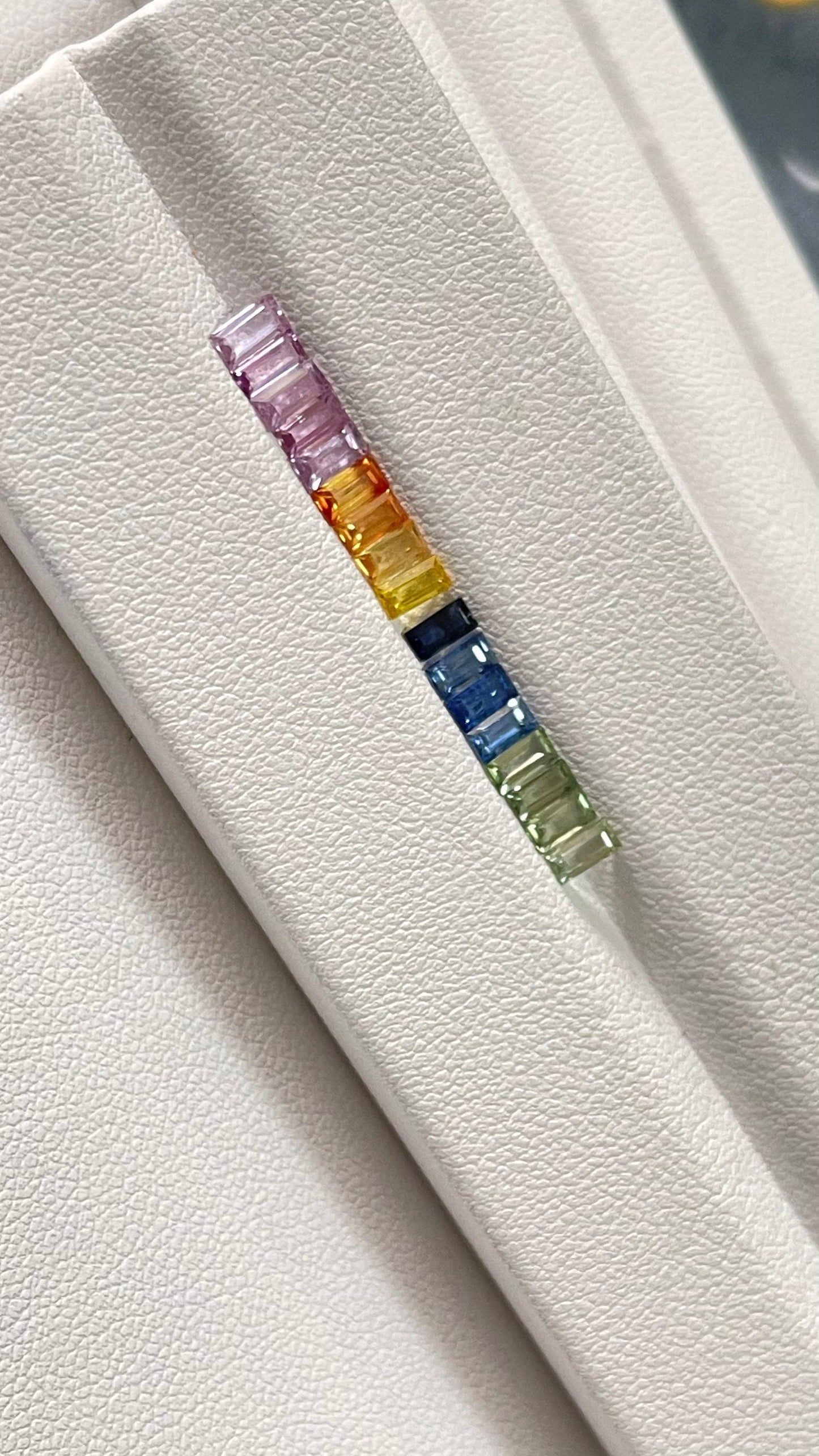 4x2mm 17 Stones Rainbow Sapphire Baguettes Loose Stones Ring Set