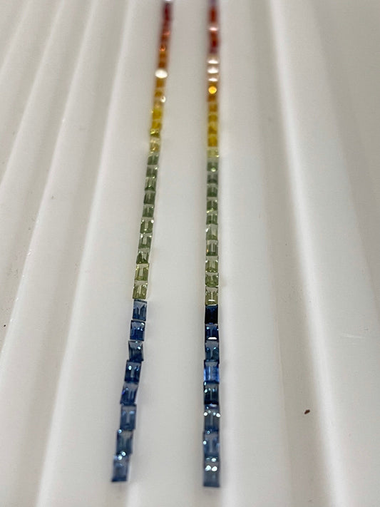 4x2mm Rainbow Sapphire Baguettes Loose Stones Full Tennis Bracelet 7inch Sets 44 Stones