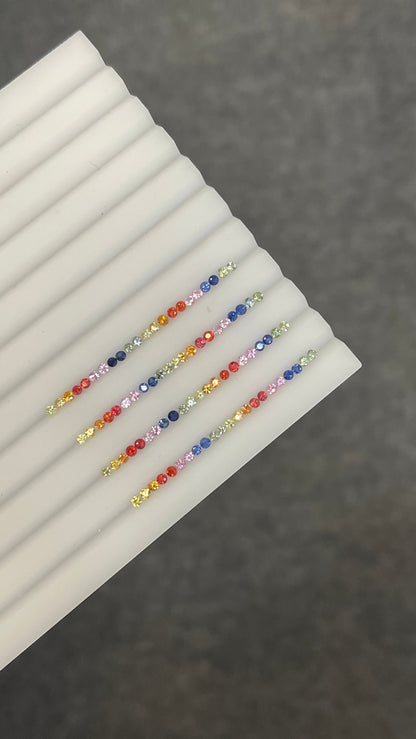 2mm rainbow sapphire round ring set, 22pc, photo 4